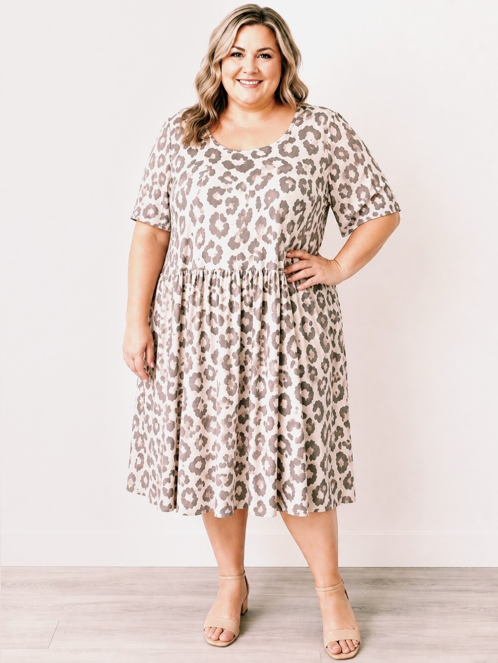Shein Silver & Gray Animal Print Smock Dress, Size 4X